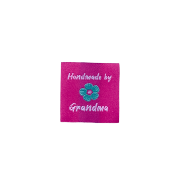 Hand made by Grandma Woven Label - Pink