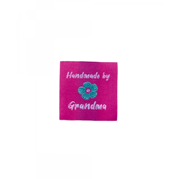 Hand made by Grandma Woven Label - Pink